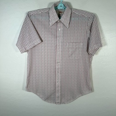 Vintage Arrow Shirt Mens 15.5 Button Up Short Sleeve Knits Polyester Nylon