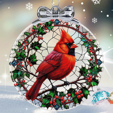 Red Cardinal Glass Ornament - Memorial Gift for Christmas Tree Decor