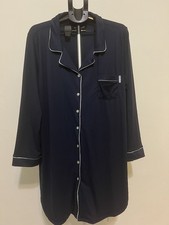 Nine West Secret Button-Up Night Shirt Pajama Top Navy Blue 1X New With Tags