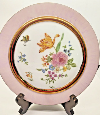 Antique Early 1900s ROSENTHAL SELB BAVARIA Floral 9'' Dinner Plate Gold Trim VTG
