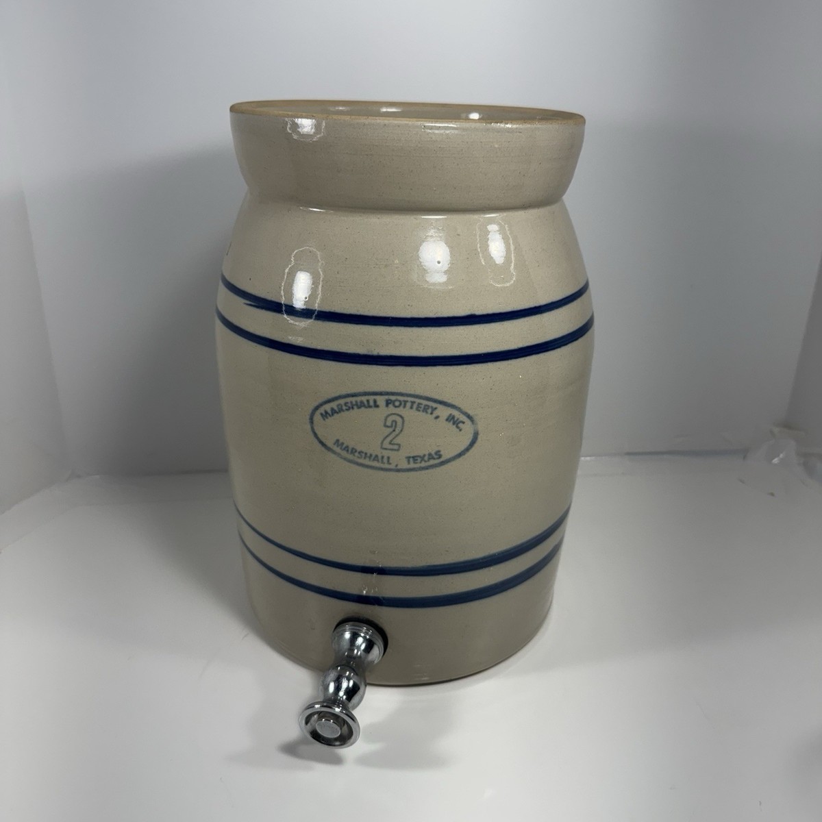 VTG Marshall Pottery Hand Turned 2 Crock Water Cooler Drink