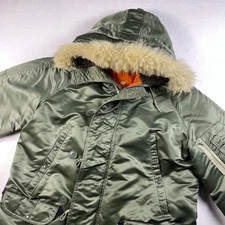 Vtg 60s Military N-3B Parka 44 Green Snorkel Hood Fur Talon Scovill Flight USA