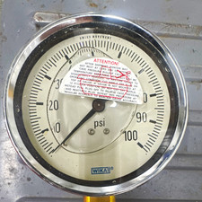 WIKA Analog 0-100 PSI Air Pressure Gauge, 100 psi Max, Side/Bottom Mount