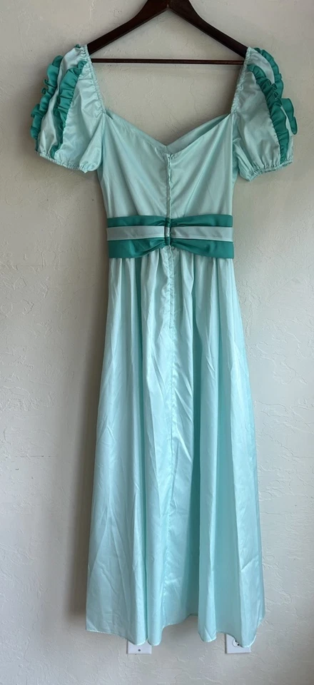 Maxi Vestido Formal Vintage Años 70 80 S Romántico Southern Belle Prairie Baile de graduación Tafetán Foto 3 de 4