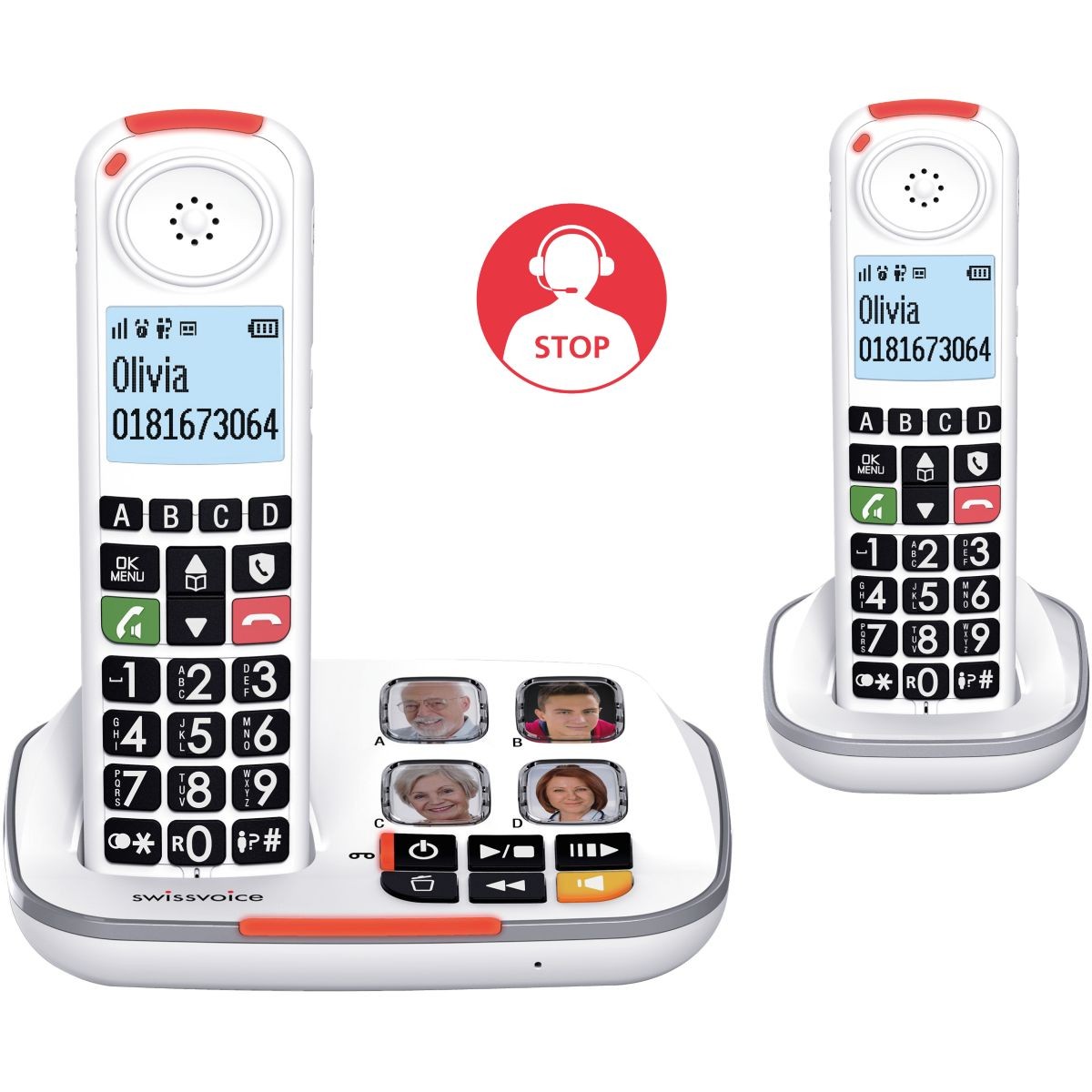 Téléphone sans fil SWISSVOICE XTRA 2355 Voice Duo amplifié avec touches géantes rétroéclairées