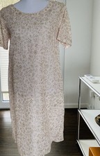120% Lino Kleid Zart Rose, Stickerei Golden Größe 36 S