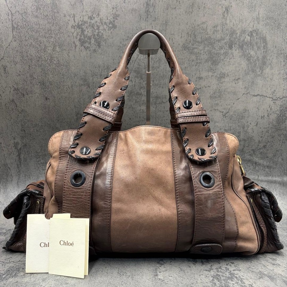 Chloe Silverado Brown Leather Tote Bag Rare Archive Y2K Womens Vintage Auth