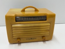 VINTAGE GENERAL ELECTRIC L-571 YELLOW CATALIN DECO TUBE RADIO