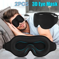 2PCS 3D Travel Silk Eye Mask Sleeping Soft Padded Shade Cover Relax Blindfold US