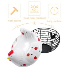  Egg Gathering Basket Chicken Shaped Holder Iron Art Container Fruit Storage