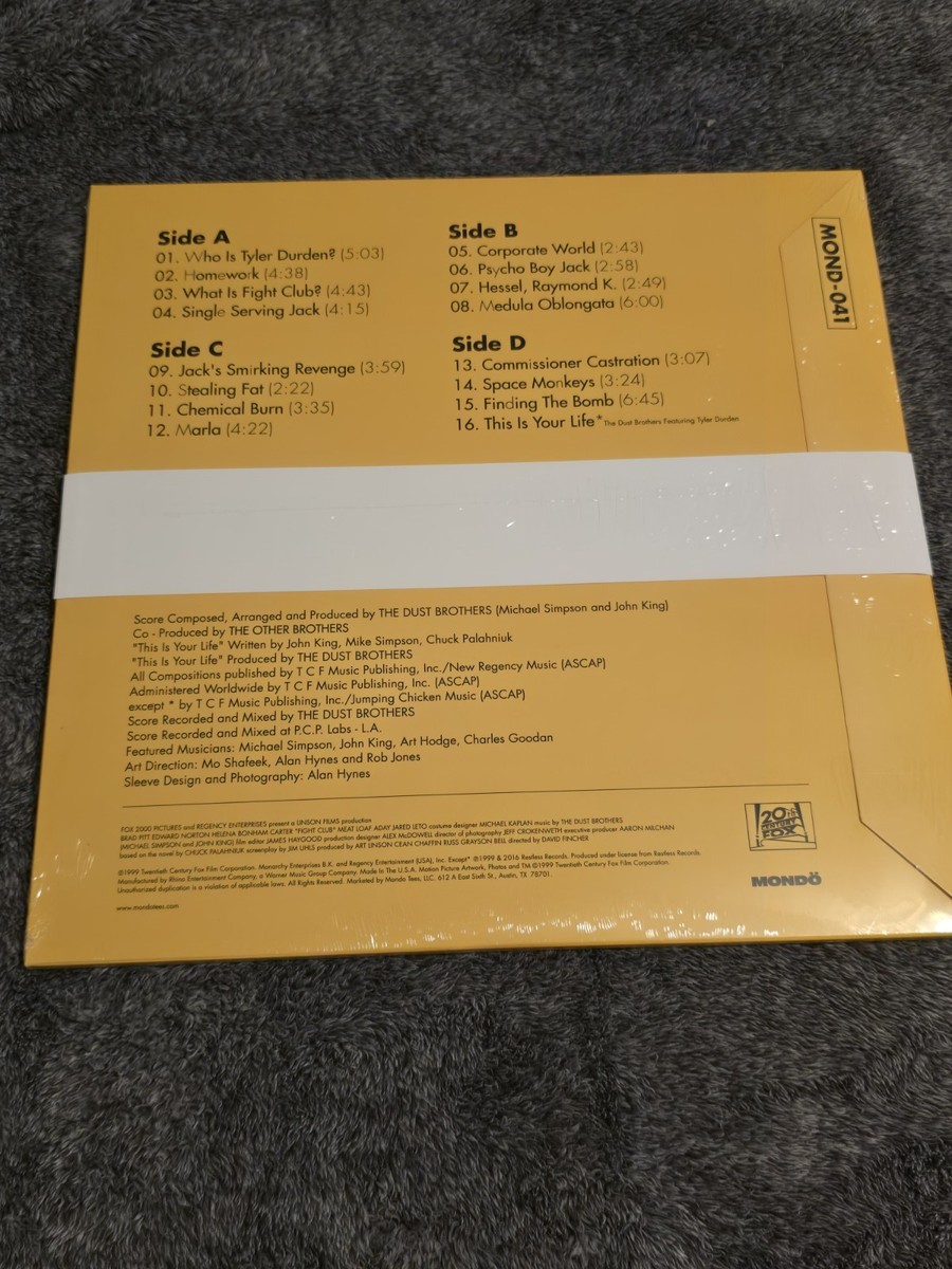 Fight Club Original Motion Picture Score Soundtrack 2XLP MONDO