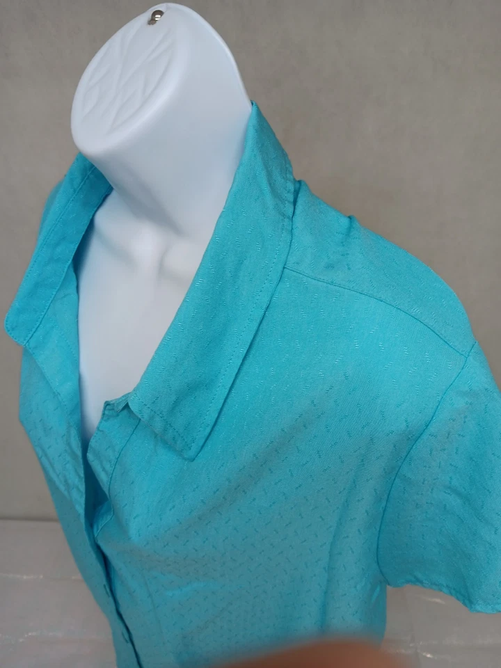 Топ женский Joanna Plus синий 2X с коротким рукавом на пуговицах 100 шт. полиэстер - Изображение 3 из 4