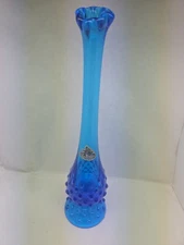 Vintage Cobalt Blue Fenton Hobnail Bud Vase 10.25” Swung Stretch Eames Era MCM