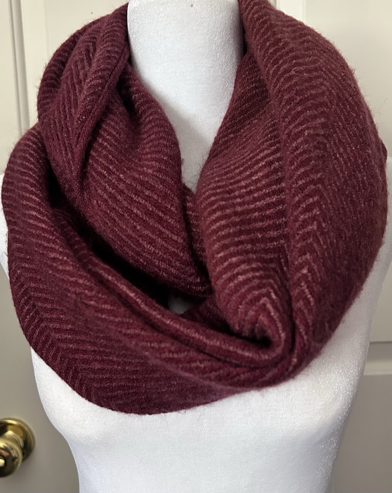 Modena Infinity Scarf With Chevron Pattern, Burgu… - image 2