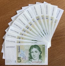 ♨️ 5 Deutsche Mark 🌀 DM Note Bundesbank 1 August 1991 🌀 ALL 13 VARIANTS ♨️