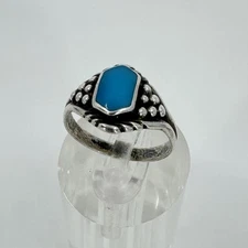 Sterling Silver Turquoise Southwest Native American Ring Signed DMT 6.5