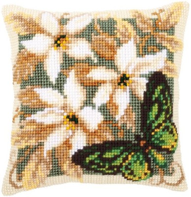 Cross Stitch ''Green Butterfly'' Embroidery Kit. Unprinted Сanvas Vervaco