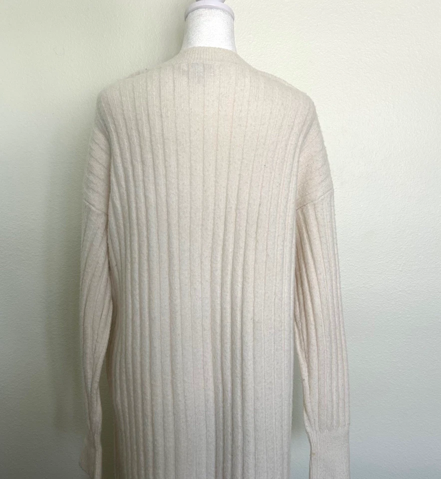 Шерстяное платье Nordstrom стрейч кабель вязаный свитер миди цвета слоновой кости минималистский размер большой - Изображение 3 из 4