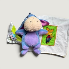 VTG Eeyore Stuffie and Embroidered Burp Cloth / Winnie the Pooh Baby Gift