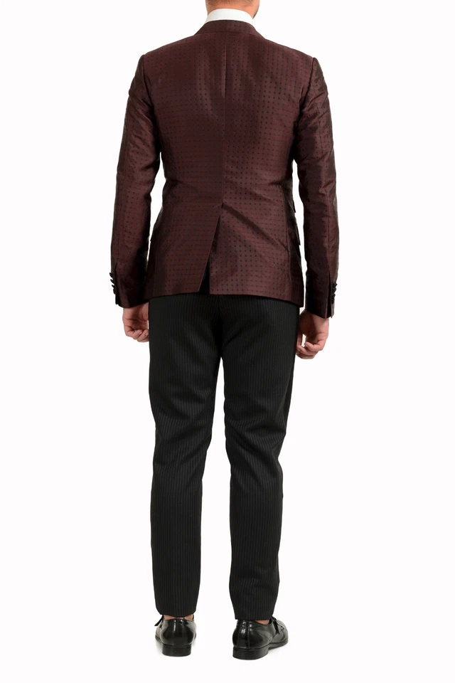 Traje de tres piezas Dolce & Gabbana de lana de seda con estampado geométrico de dos botones para hombre Foto 3 de 4