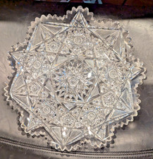 Libby 12 inch American Brilliant Cut Glass Platter, Mark is from 1896-1906.