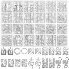 220 Pcs Silver Hair Jewelry for Braids, Loc Jewelry for Hairs Dreadlock, Hairs C