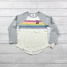 Tea Collection Girls Long Sleeve Raglan Shirt Rainbow Stripe Cherry NWT 8