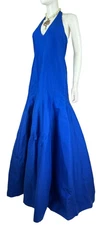$725 Halston Heritage NWT 4 US 40 IT S Royal Blue Halter Long Gown Dress Runway