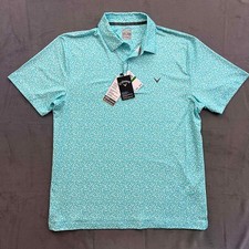 Callaway Golf Polo Shirt-Large-Blue Radiance Geometric Opti Dri Performance NWT