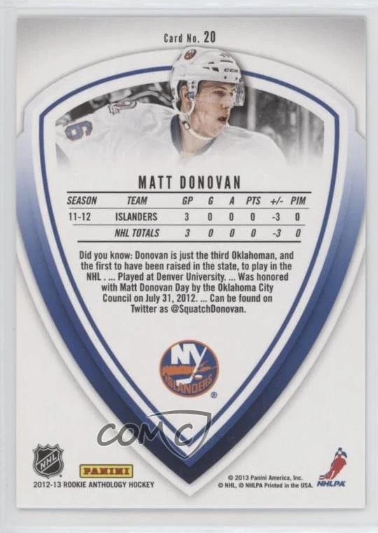 2012-13 Panini Rookie Anthology Elite Rookies /999 Matt Donovan #20 RC - Image 2 of 2