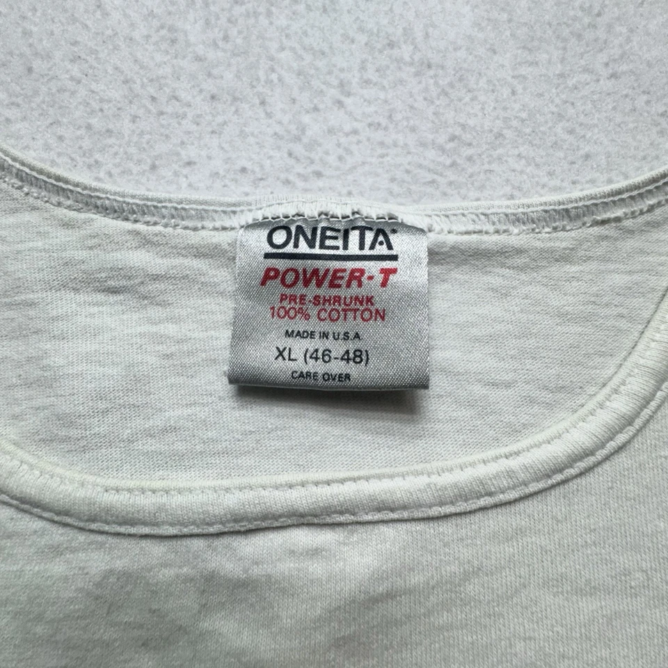 Vintage 90s Key West Tank Top Oneita Power-T Made in USA XL Tropical Cat Print - Image 4 of 4