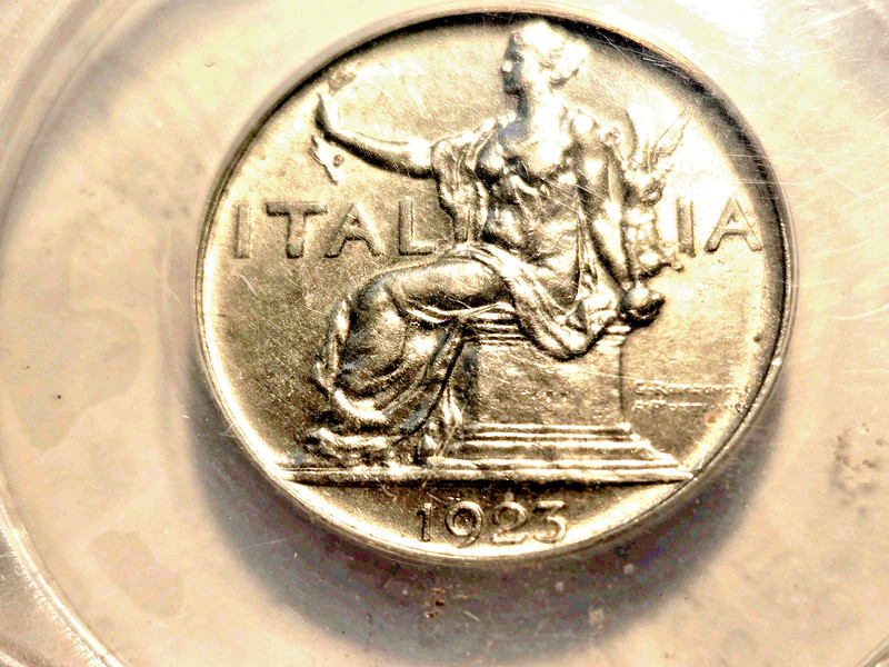 1923-R ITALY 🇮🇹 ONE LIRA ANACS CERTIFIED