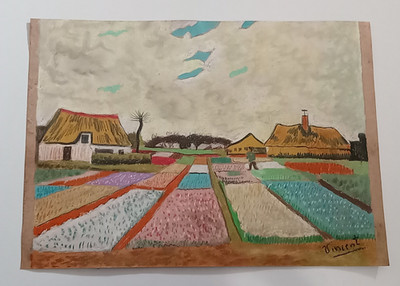 Vincent Van Gogh Drawing on paper (Handmade) signed and stamped mixed media.