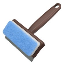 Shower Spatula Cleaning Tool with 2 in 1 Head, Brown Handle