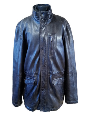 MILESTONE, Lammnappa Lederjacke, braun, Gr. XL (54), wattiert, herausn. Kragen
