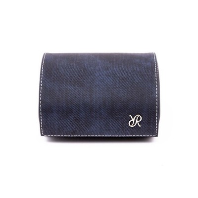 Rapport London Soho Leather Two-Watch Roll In Navy Blue - D316