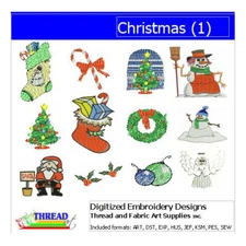 Embroidery Design Set - Christmas(1) - 12 Designs - 9 Formats - USB Stick