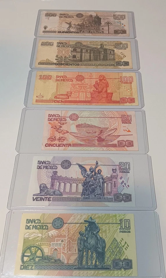  SET DE Billetes De Mexico  10,20,50,100,200,500 MEXICO PAPER MONEY ,AU to UNC. - Image 2 of 2
