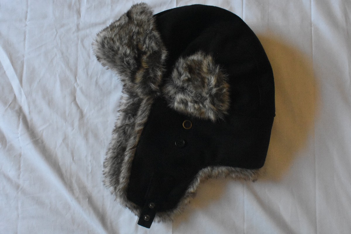 Mens Hat Trapper Apt 9 Black Wool Blend Winter Cap Earflaps  display picture 2