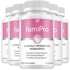 (5 Pack) FemiPro Bladder Support Supplement - Probiotic Femi Pro Pills