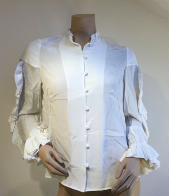 Alexis Rocio Silk Ruffle-Sleeve Top / elegante Bluse Weiß Size: S  (UR)
