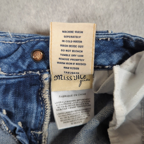 Miss Me Shorts Girls 14 (Fits 24x11) Blue Denim Bermuda Distressed Flap Pockets - Picture 5 of 8