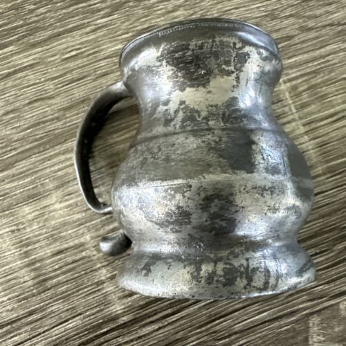 Antique 19th Century Pewter Quarter Gill Measure Tankard 5cm High