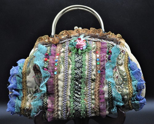 Handbag gold malon Mint Collection Vintage Dentelle Rhinestone - Picture 7 of 15