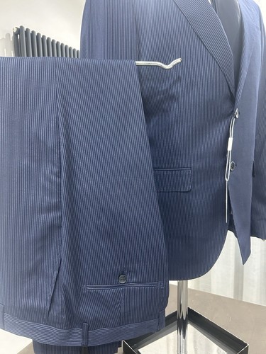 Traje Hombre Made IN Italy Azul Diplomática Fresco Lana Tasmania Ligero Talla 44 - Imagen 10 de 22