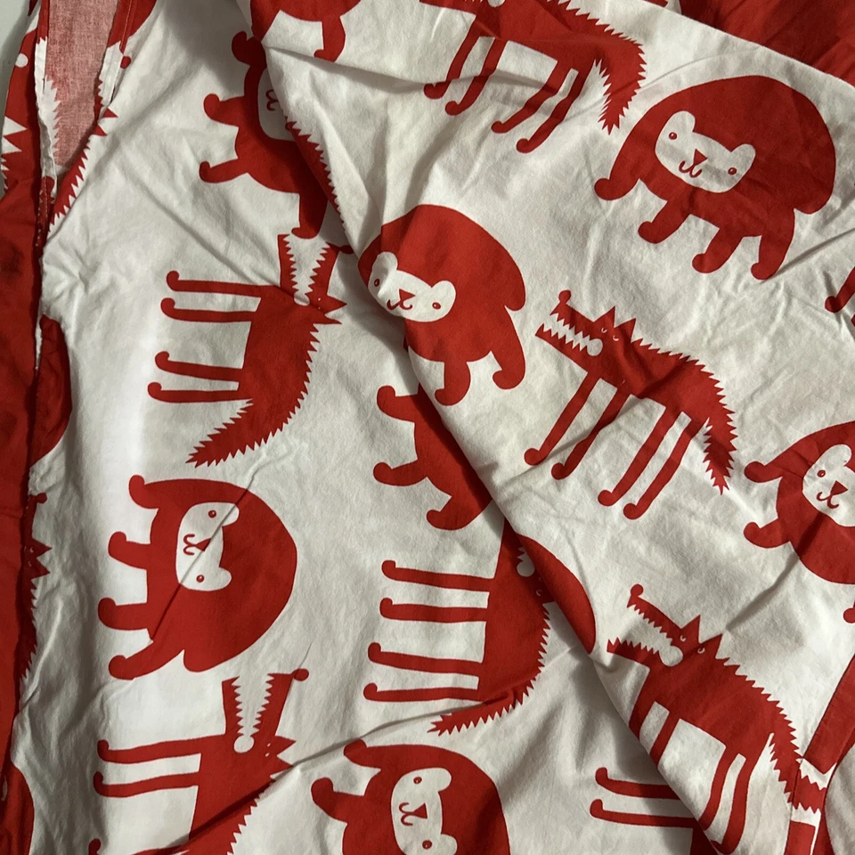 Ikea Twin Duvet Cover Barnslig Ulven Red White Kids Animals Wolf EUC Reversible - Image 3 of 3