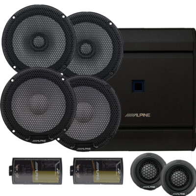 Alpine R Series Speaker Package - R2-S65 6.5'' + R2-S65C 6.5'' Speakers + Amp