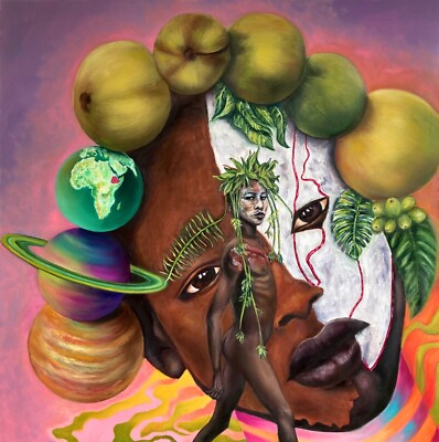 Surreal African- Afrofuture Original Painting - ''One Crown'' Artist Selena Ferrer