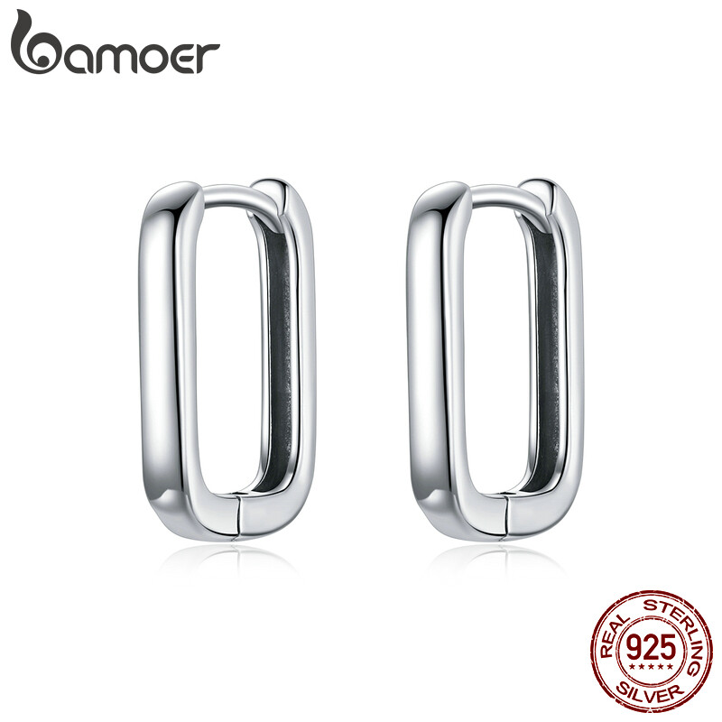 BAMOER S925 Sterling silver French ear buckles Stud Earrings For Women Jewelry
