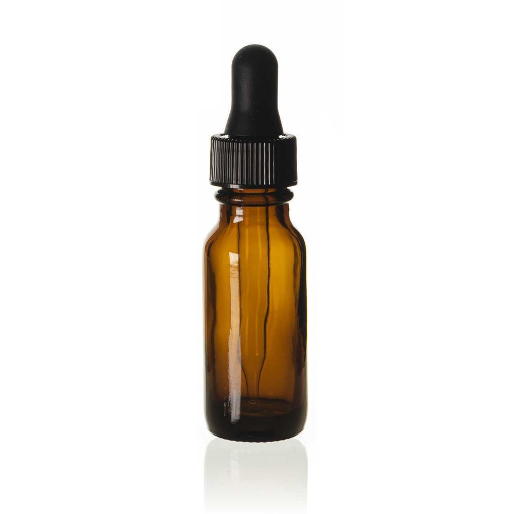 1/2 Oz Amber Glass Bottle with Glass Eye Dropper (15ml) - CHOOSE QTY